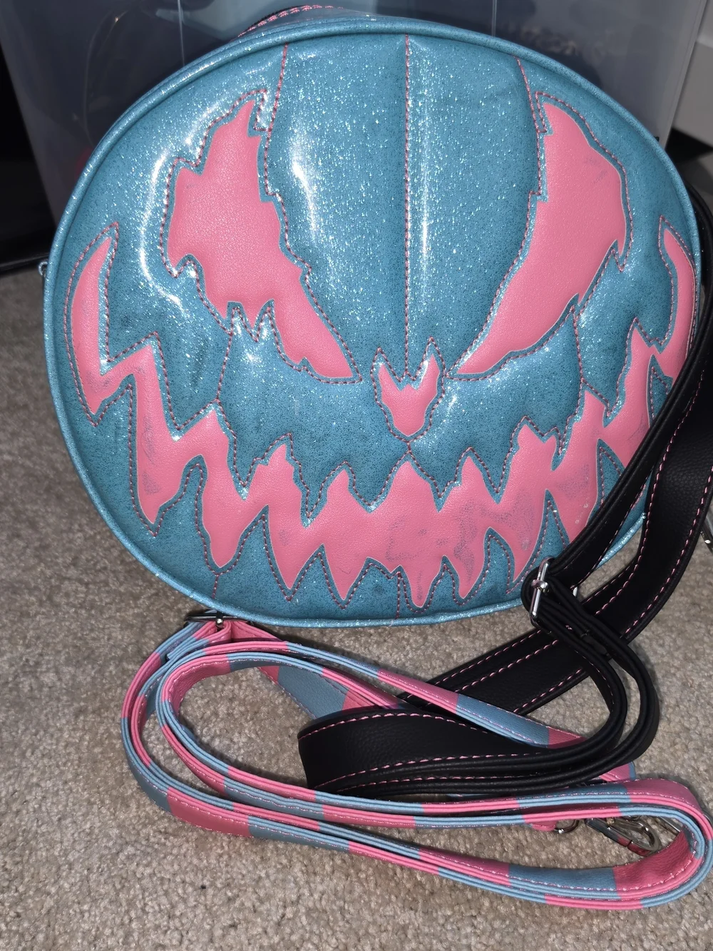 Love Pain And Stitches Pink And Blue Pumpkin Kult Bag